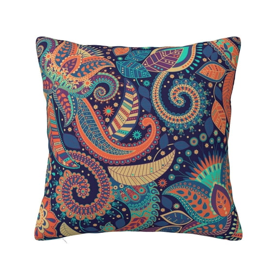 ZICANCN Blue Paisley Abstract Flowers Throw Pillow Covers, Bed Couch Sofa Knit Decorative Pillow Covers for Living Room Farmhouse, 12"x12"