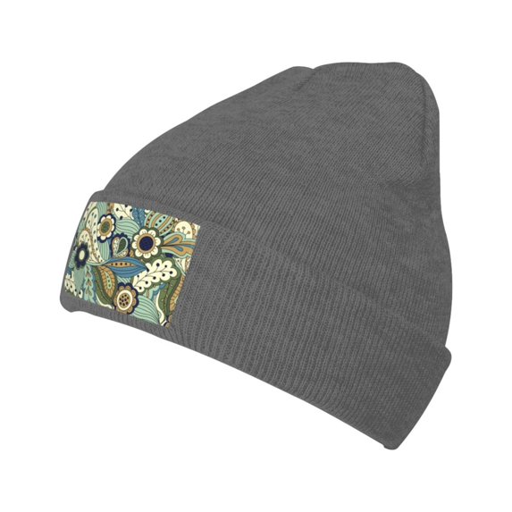 ZICANCN Blue Swirl Floral Art Knit Beanie Hat, Winter Cap Soft Warm Classic Hats for Men Women, Deep Heather