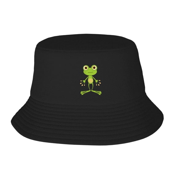 ZICANCN Bucket Hat Unisex for Men Women, Frog Cartoon Fashion Fishing Hat Cute Fisherman Cap, Black