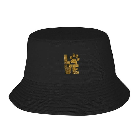 ZICANCN Bucket Hat Unisex for Men Women, Golden Paw Prints Fashion Fishing Hat Cute Fisherman Cap, Black