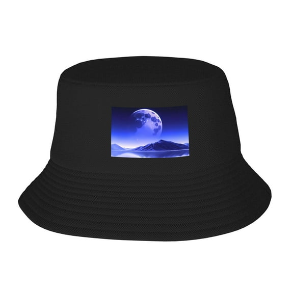 ZICANCN Bucket Hat Unisex for Men Women, Moon Mountain Sea Fashion Fishing Hat Cute Fisherman Cap, Black