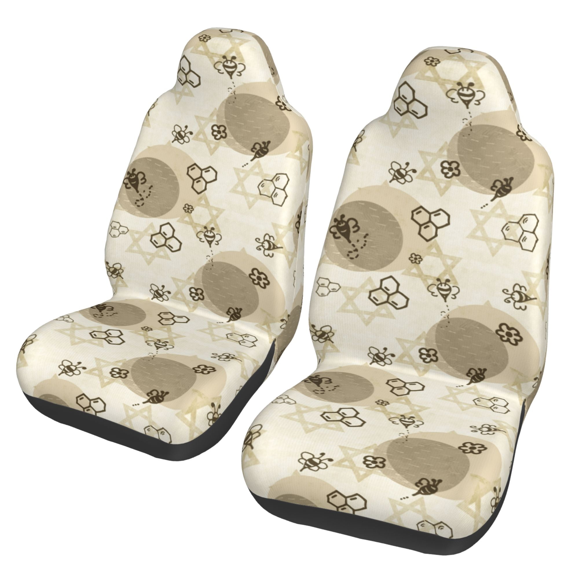 ZICANCN Car Seat Cover Bee Doodle Print Car Front Seat Covers