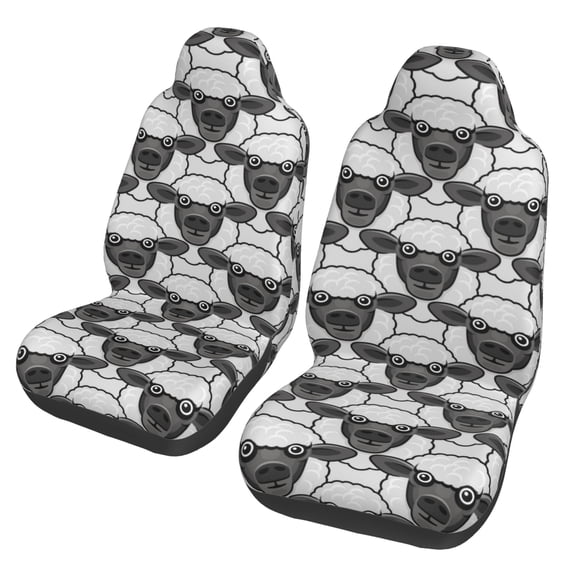 ZICANCN Car Seat Covers Front Seats Only, Cute Black Nature Sheep Face Automotive Seat Covers Protectors for Cars Trucks Suv 2 Pack