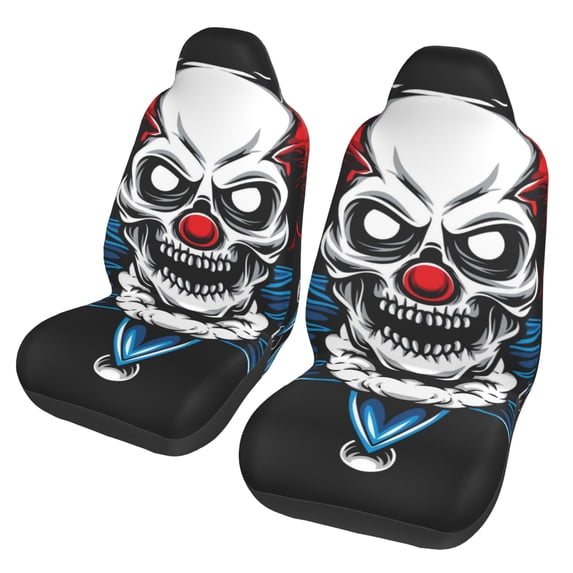ZICANCN Car Seat Covers Front Seats Only, Skull Red Clown Joker Automotive Seat Covers Protectors for Cars Trucks Suv 2 Pack
