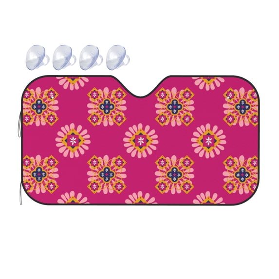ZICANCN Car Sun Shades Front Windshield, Moroccan Traditional Design Automotive Front Window Sun Shield Visor, Small Size