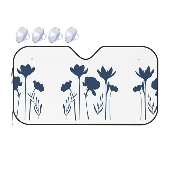 ZICANCN Car Sun Shades Front Windshield, Nature Sunflower Flower Illustration Automotive Front Window Sun Shield Visor, Small Size