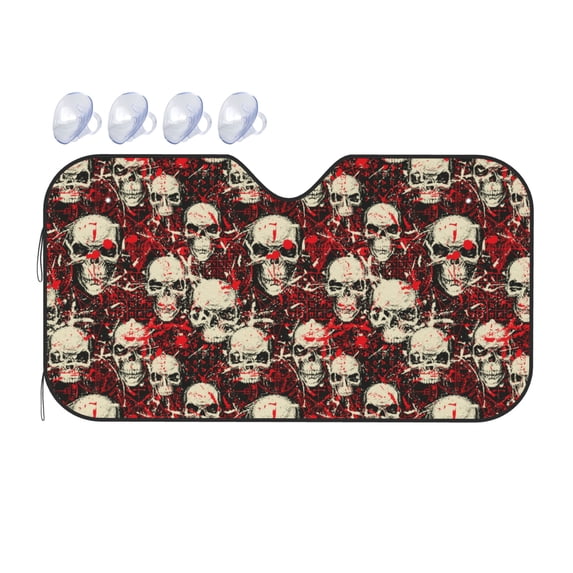 ZICANCN Car Sun Shades Front Windshield, Occult Blood Skulls Automotive Front Window Sun Shield Visor, Small Size