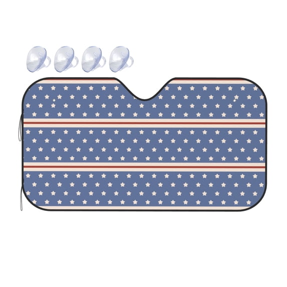 ZICANCN Car Sun Shades Front Windshield, Red White Blue Stars Stripes Automotive Front Window Sun Shield Visor, Small Size