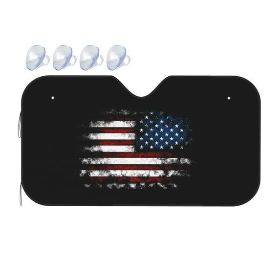 ZICANCN Car Sun Shades Front Windshield, Vintage Patriotic American Flag Automotive Front Window Sun Shield Visor, Small Size