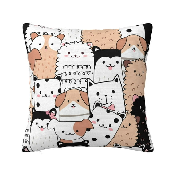 ZICANCN Cartoon Cute Animals Dogs Throw Pillow Covers, Bed Couch Sofa Knit Decorative Pillow Covers for Living Room Farmhouse, 22"x22"