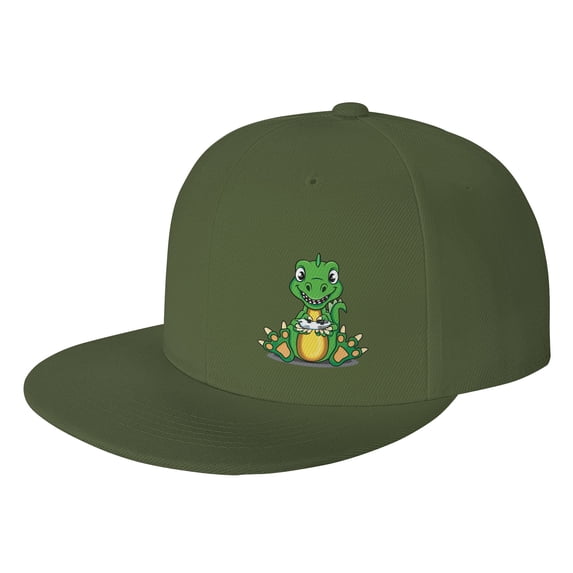 ZICANCN Cartoon Dinosaur Game Baseball Caps, Trucker Hats for Men And Women, Adjustable Breathable Flat Caps, Moss Green
