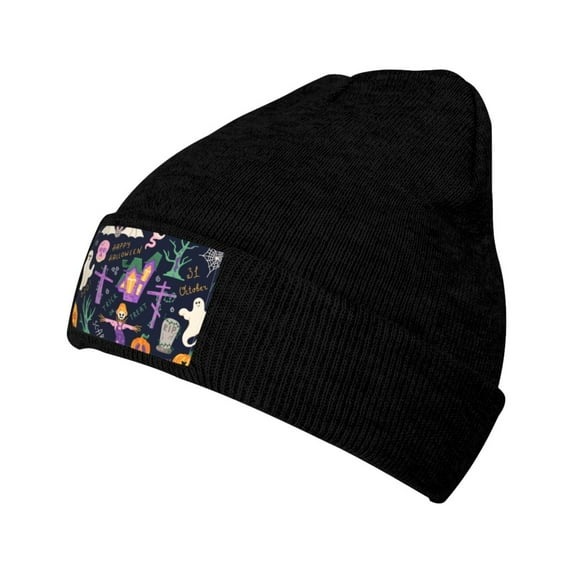 ZICANCN Cartoon Funny Ghost Knit Beanie Hat, Winter Cap Soft Warm Classic Hats for Men Women, Black
