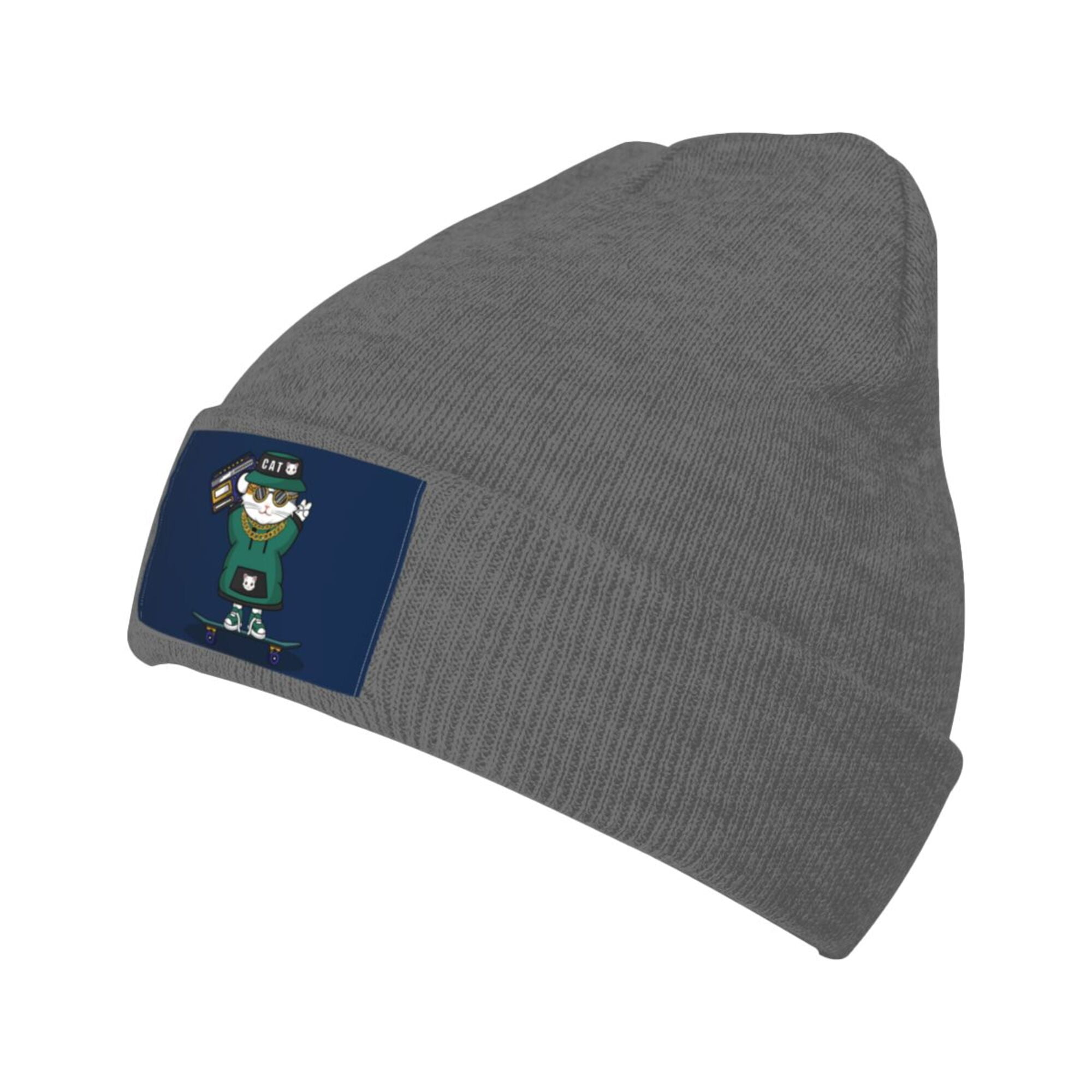 ZICANCN Cat With Skateboard Cartoon Knit Beanie Hat, Winter