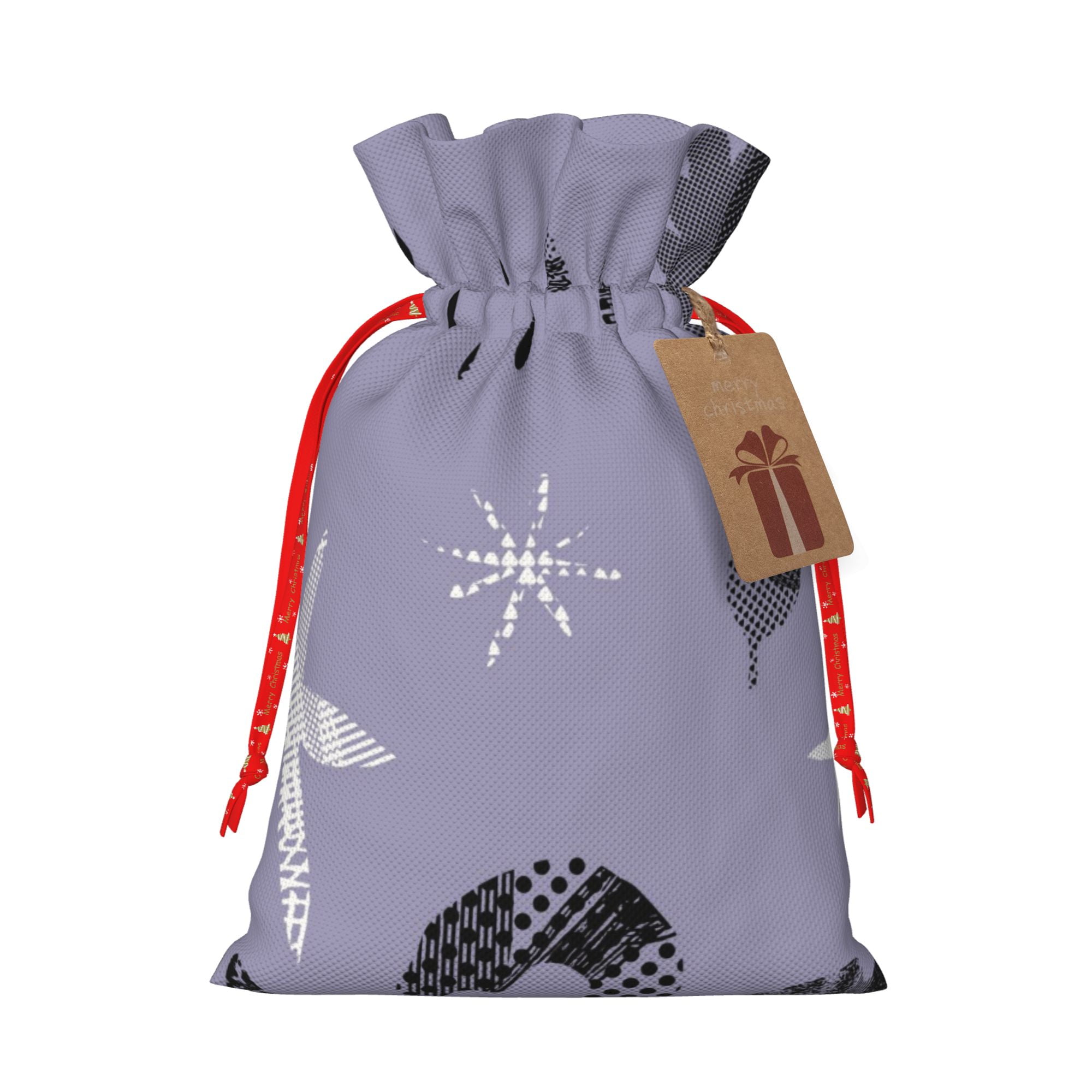 ZICANCN Christmas Gift Bags, Abstract Leaves Pattern Reusable Fabric