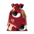 thumbnail image 1 of ZICANCN Christmas Gift Bags, Birds Mushroom Red Background Reusable Fabric Drawstring Storage Bags with Drawstring, Small Size, 1 of 7
