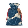 thumbnail image 1 of ZICANCN Christmas Gift Bags, Blue Cartoon Ocean Swell Reusable Fabric Drawstring Storage Bags with Drawstring, Medium Size, 1 of 7