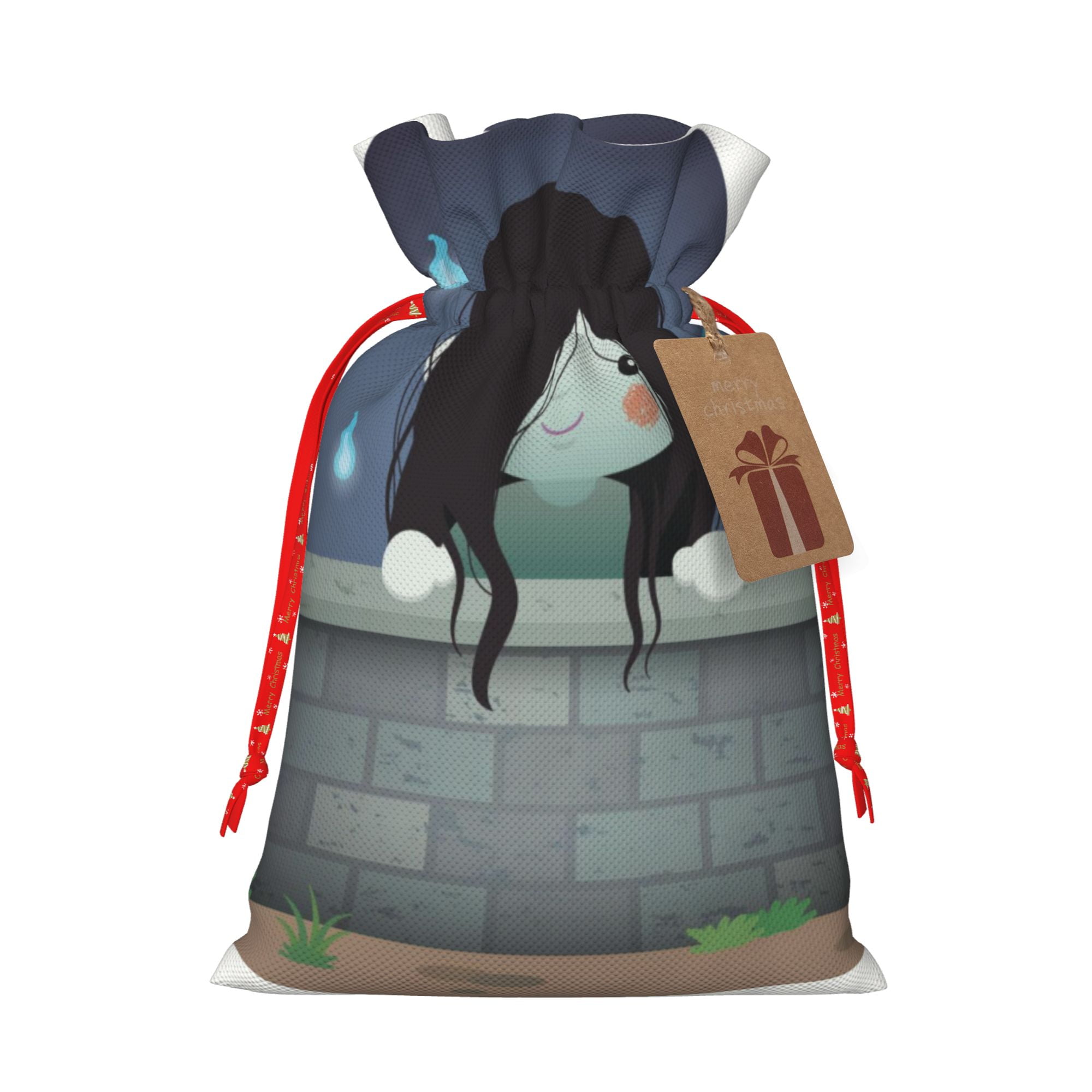 ZICANCN Christmas Gift Bags, Cute Girl Female Ghost Reusable Fabric