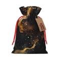 thumbnail image 1 of ZICANCN Christmas Gift Bags, Space Galaxy Golden Waves Stars Reusable Fabric Drawstring Storage Bags with Drawstring, Medium Size, 1 of 7