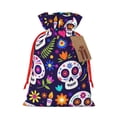 thumbnail image 1 of ZICANCN Christmas Gift Bags, Traditional Purple Mexican Skull Reusable Fabric Drawstring Storage Bags with Drawstring, Small Size, 1 of 7