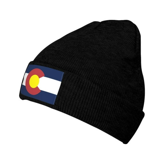 ZICANCN Colorado State Seal Flag Knit Beanie Hat , Winter Cap Soft Warm Classic Hats for Men Women Black