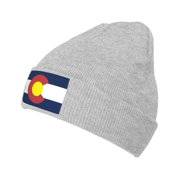 ZICANCN Colorado State Seal Flag Knit Beanie Hat , Winter Cap Soft Warm Classic Hats for Men Women Gray