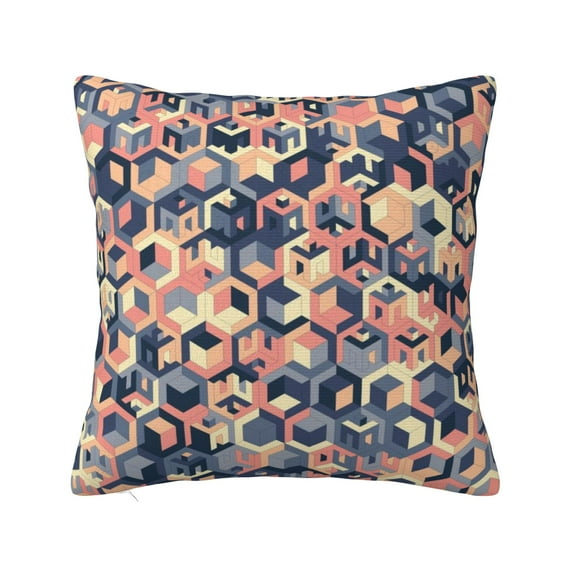ZICANCN Colored Pink Squares Throw Pillow Covers, Bed Couch Sofa Knit Decorative Pillow Covers for Living Room Farmhouse, 26"x26"