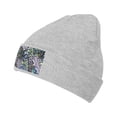 thumbnail image 1 of ZICANCN Colorful Floral Abstract Leaves Knit Beanie Hat, Winter Cap Soft Warm Classic Hats for Men Women, Gray, 1 of 8