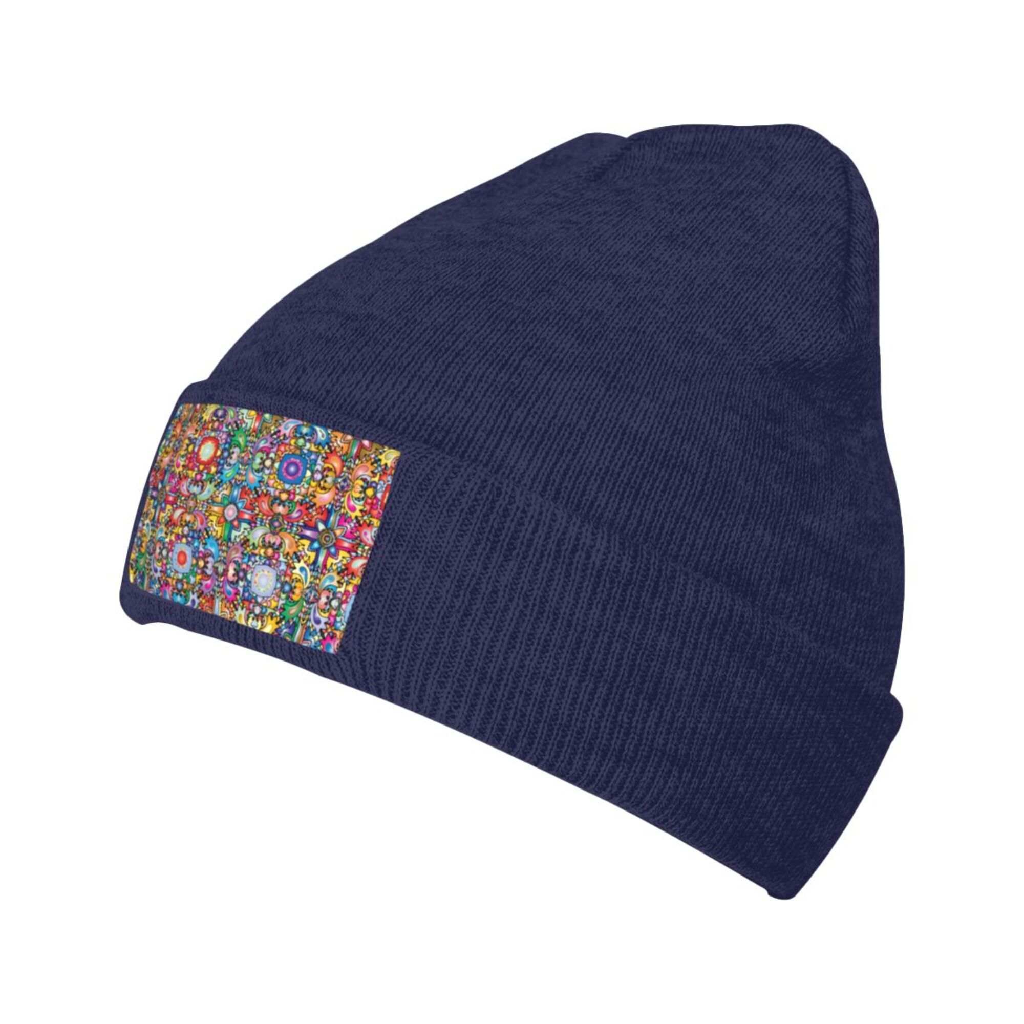 ZICANCN Colorful Fractal Mandala Knit Beanie Hat, Winter Cap Soft