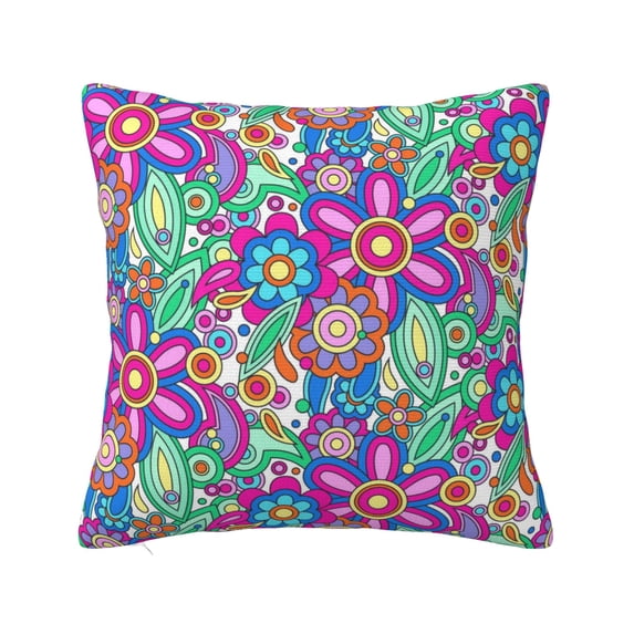 ZICANCN Colorful Groovy Floral Pattern Throw Pillow Covers, Bed Couch Sofa Knit Decorative Pillow Covers for Living Room Farmhouse, 24"x24"