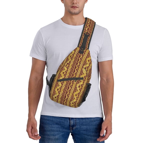 ZICANCN Crossbody Sling Bags for Women Men,Ethnic Style Striped Pattern Casual Shoulder Backpacks for Hiking Daypacks