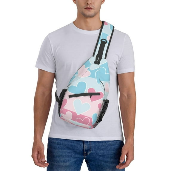 ZICANCN Crossbody Sling Bags for Women Men,Geometric Love Pattern Casual Shoulder Backpacks for Hiking Daypacks