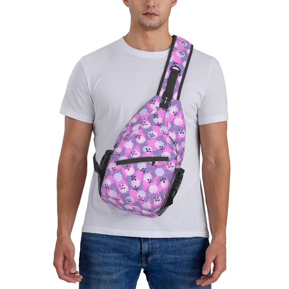 ZICANCN Crossbody Sling Bags for Women Men,Pink Geometric Polka Dots Casual Shoulder Backpacks for Hiking Daypacks