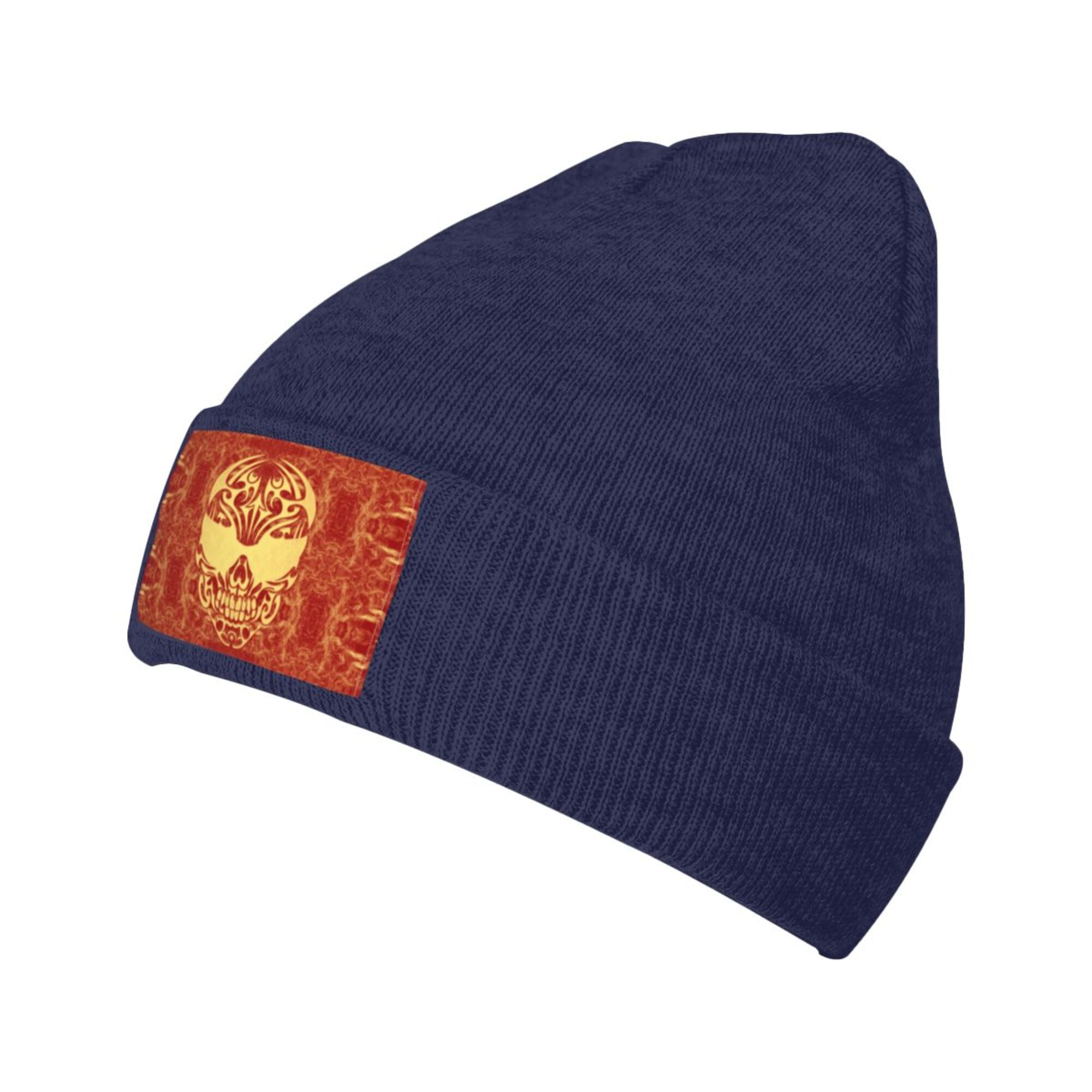 ZICANCN Death Tribe Skull Red Print Knit Beanie Hat, Winter Cap