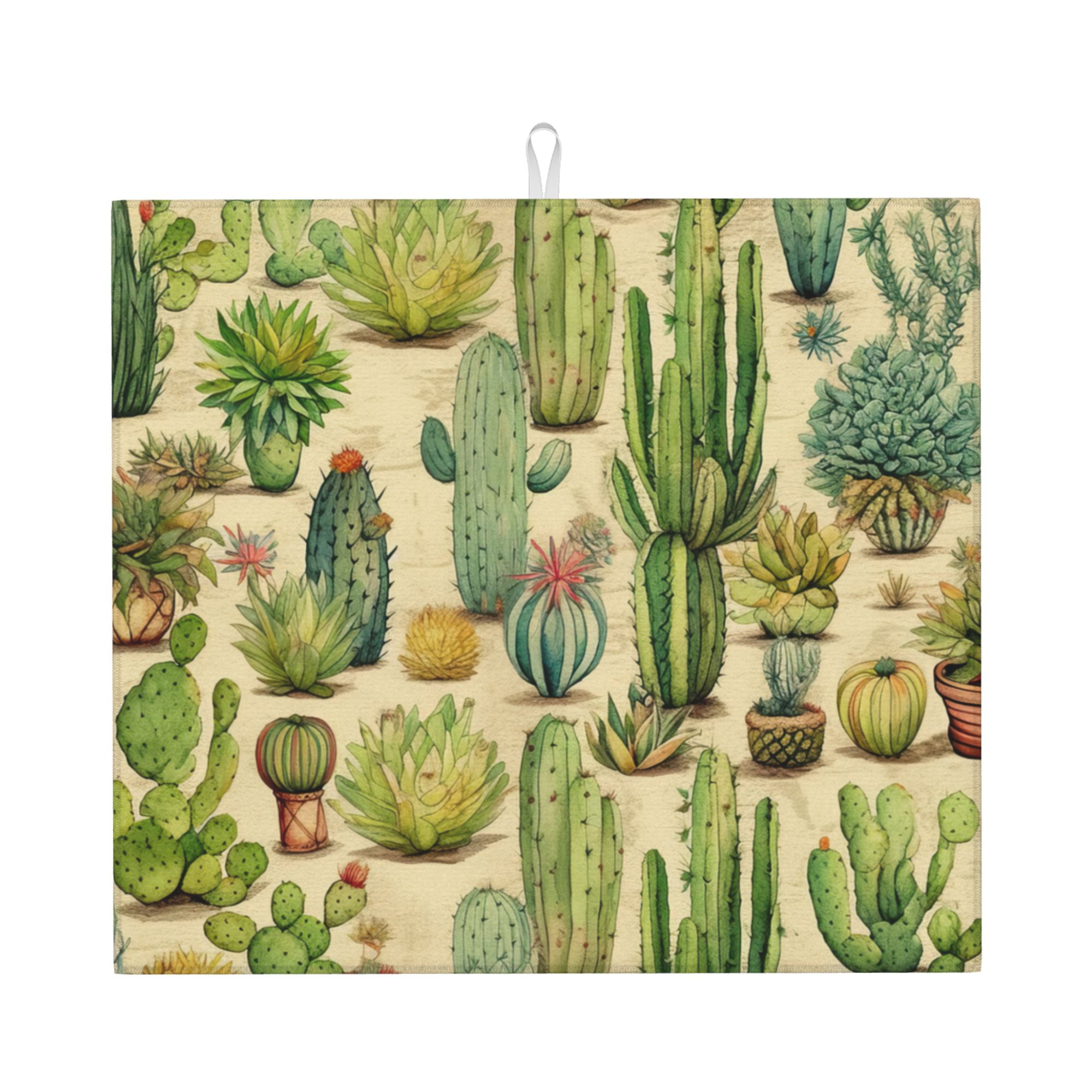 ZICANCN Dish Drying Mat for Kitchen Countertop, Desert Cactus Plants ...