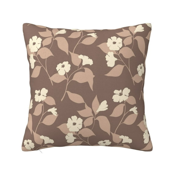 ZICANCN Elegant Floral Brown Throw Pillow Covers, Bed Couch Sofa Knit Decorative Pillow Covers for Living Room Farmhouse, 18"x18"