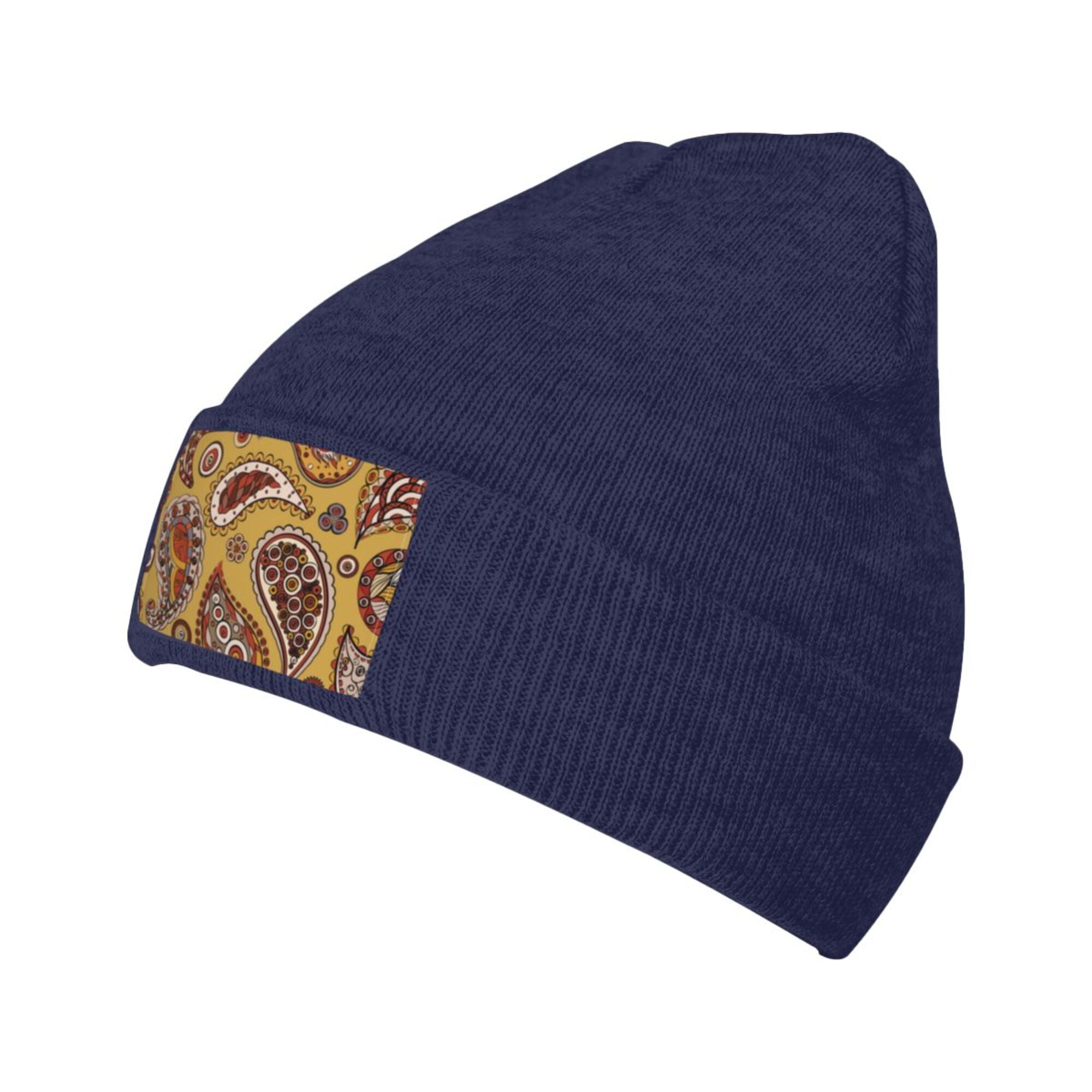 ZICANCN Ethnic Paisley Orange Swirl Knit Beanie Hat, Winter Cap