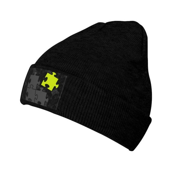 ZICANCN Game Jigsaw Piece Knit Beanie Hat , Winter Cap Soft Warm Classic Hats for Men Women Black