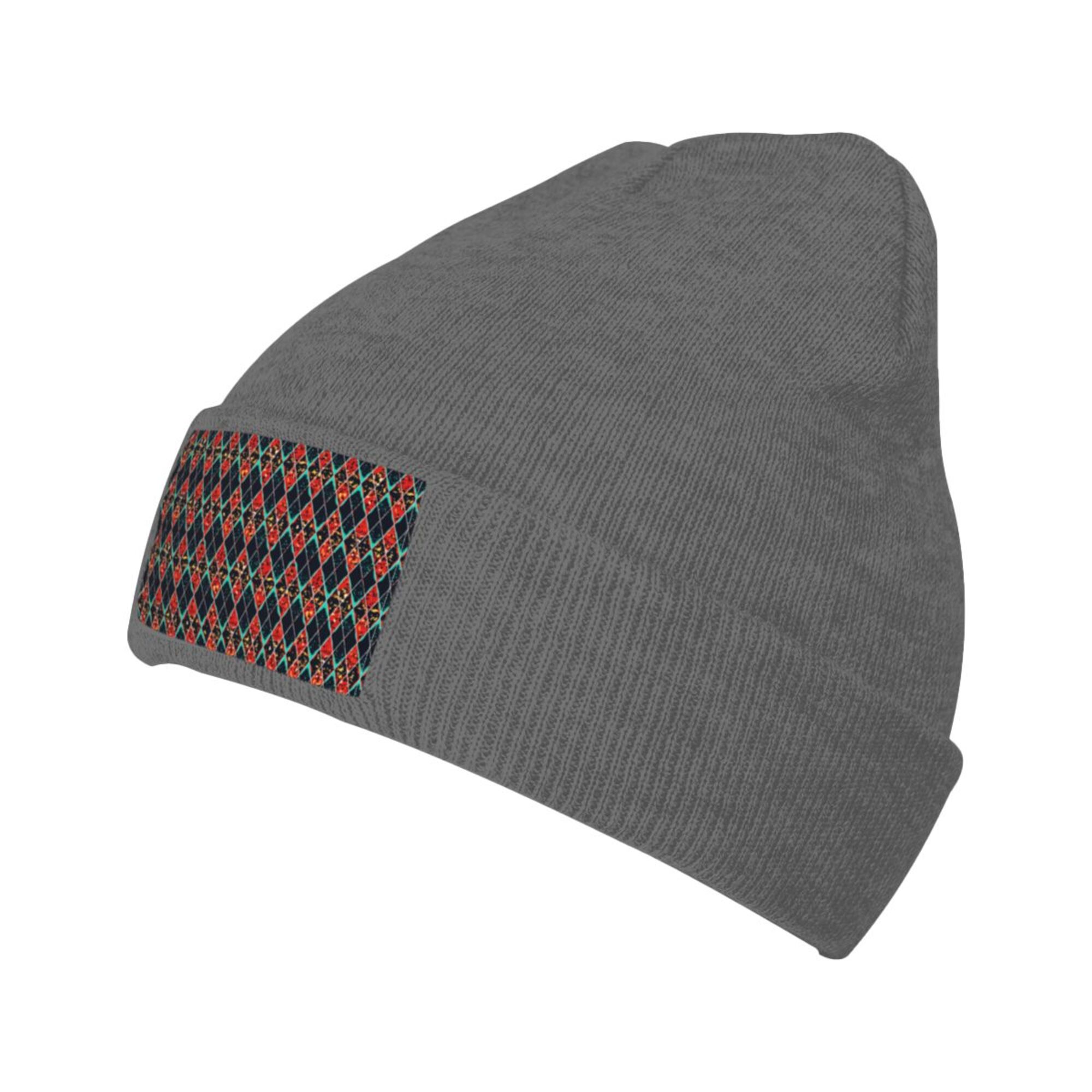ZICANCN Geometric Diamond Graphic Knit Beanie Hat, Winter Cap Soft