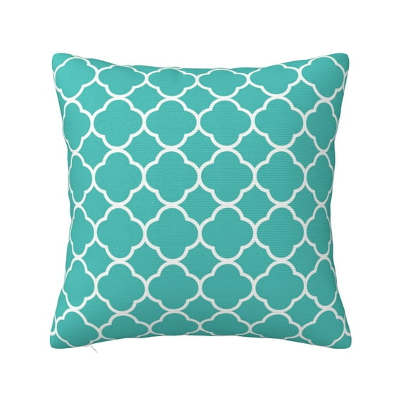 ZICANCN Green Teal Quatrefoil Decorative Throw Pillow Covers, Bed Couch Sofa Decorative Knit Pillow Covers for Living Room Farmhouse, 18"x18"