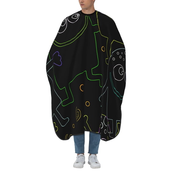 ZICANCN Hair Cutting Cape for Adults,Cartoon Smile Line Graffiti Cape Salon Barber Cape for Hair Stylist Shampoo Capes Waterproof , 55x66 Inch