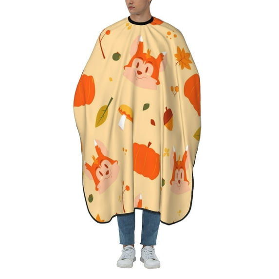ZICANCN Hair Cutting Cape for Adults, Fall Cartoon Fox Pumpkin Cape Salon Barber Cape for Hair Stylist Shampoo Capes Waterproof, 55x66 Inches