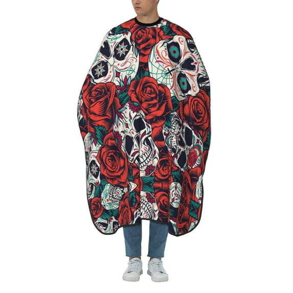 ZICANCN Hair Cutting Cape for Adults, Rose Skull Cape Salon Barber Cape for Hair Stylist Shampoo Capes Waterproof, 55x66 Inches