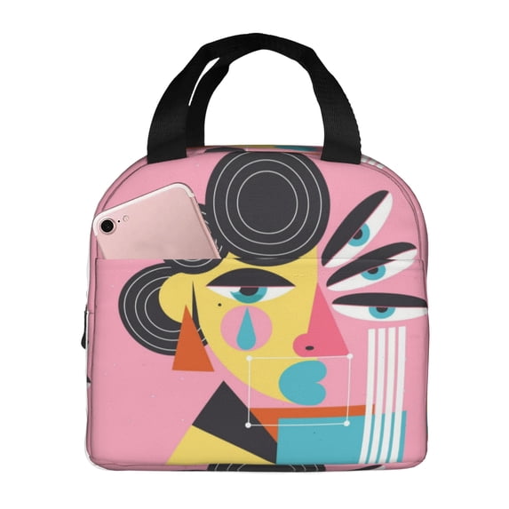 ZICANCN Insulated Lunch Bag for Women Men, Abstract Art Female Line Reusable Cute Lunch Bags for Picnic School Work Office