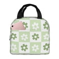 thumbnail image 1 of ZICANCN Insulated Lunch Bag for Women Men, Green Floral Patchwork Plaid Reusable Cute Lunch Bags for Picnic School Work Office, 1 of 8