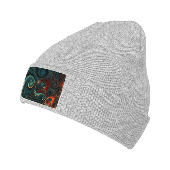 ZICANCN Knit Beanie Hat-Green Mysterious Spiral Fractal Winter Cap Soft Warm Classic Hats for Men Women Abstract