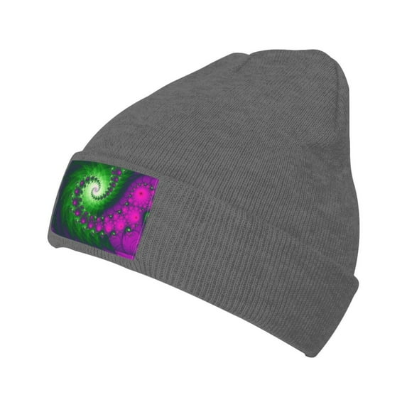 ZICANCN Knit Beanie Hat-Purple Green Fractal Spiral Winter Cap Soft Warm Classic Hats for Men Women Abstract