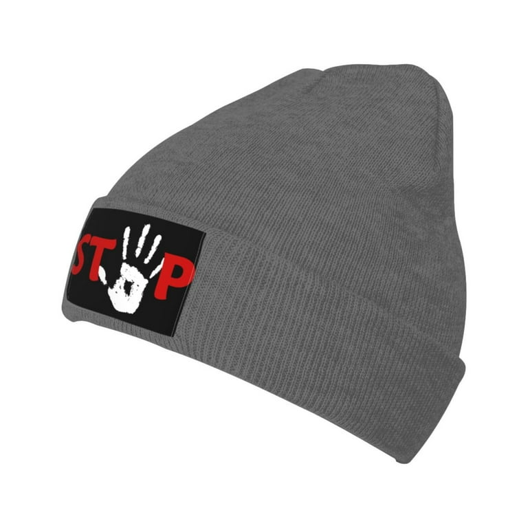 ZICANCN Knit Beanie Hat-Stop Gesture Winter Cap Soft Warm Classic Hats for  Men Women Stop Hand Finger