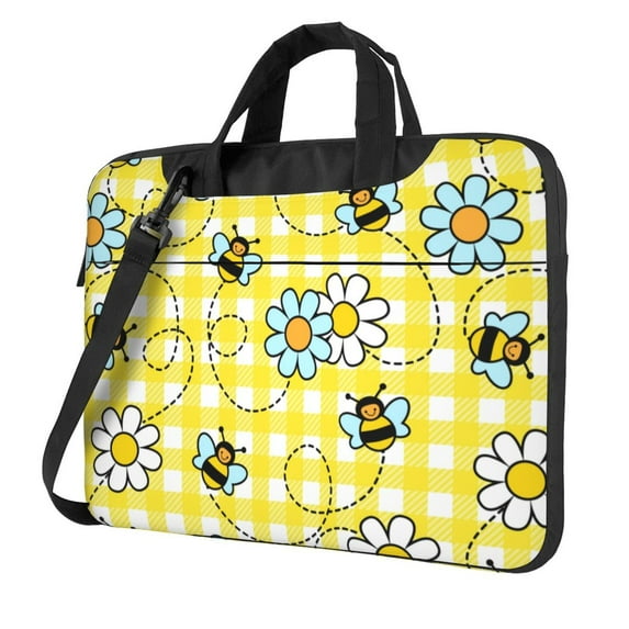 ZICANCN Laptop Case 13 inch, Bees Beehive Floral Leaves Work Shoulder Messenger Business Bag for Women and Men