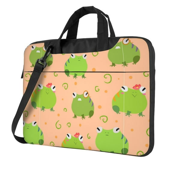 ZICANCN Laptop Case 13 inch, Funny Green Animals Frogs Work Shoulder Messenger Business Bag for Women and Men