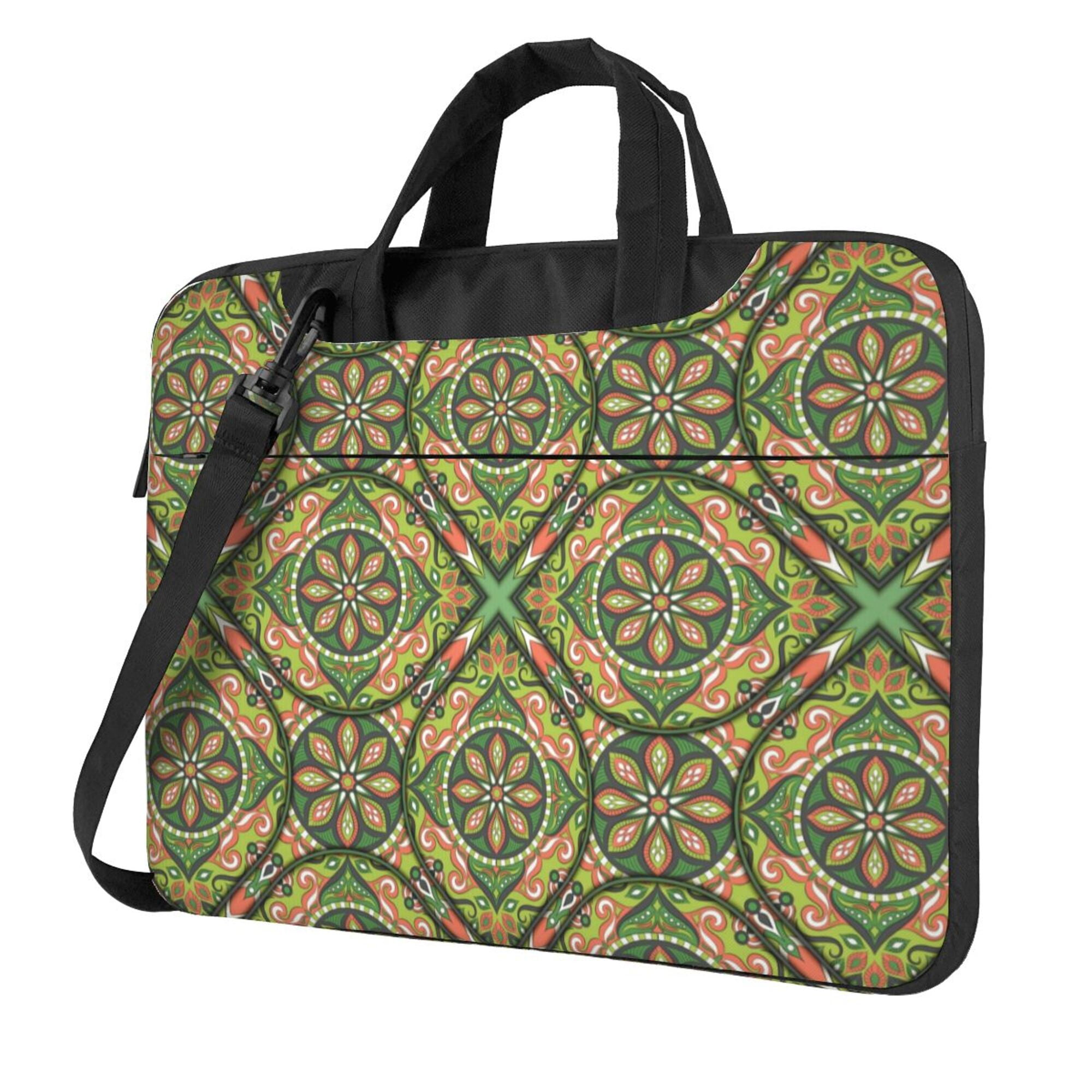 ZICANCN Laptop Case 13 inch, Green Paisley India Floral Work Shoulder